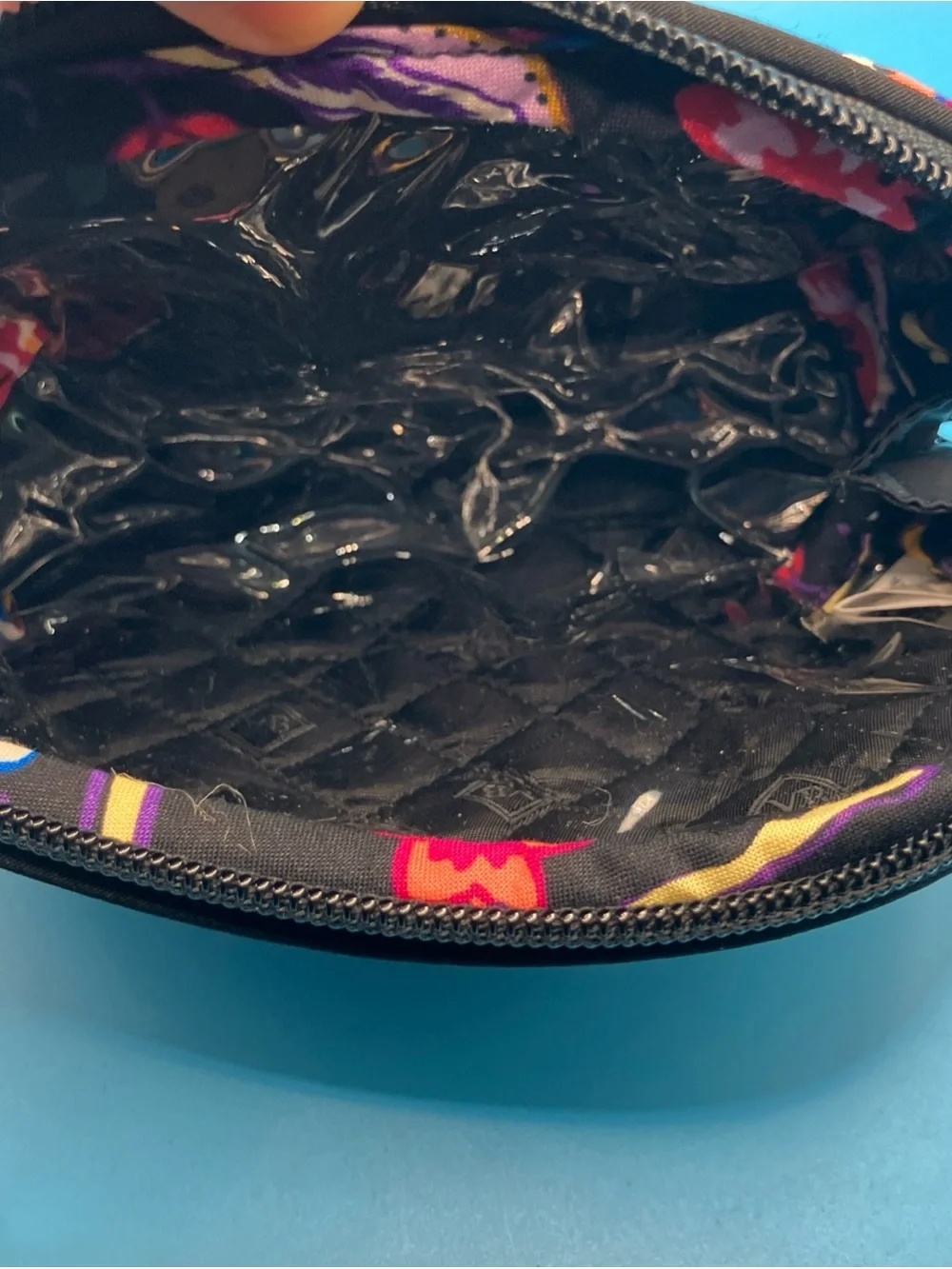 Quilted Floral Pattern Women’s Cosmetic Pouch - Vera Bradley Style Black